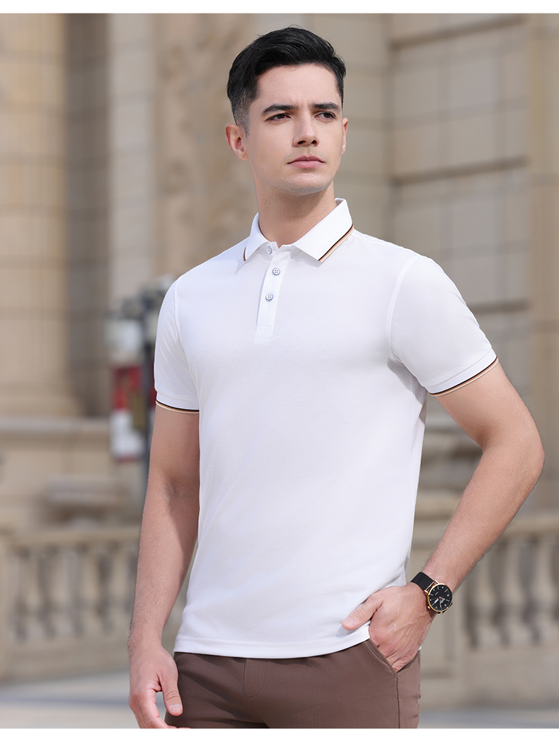 180g Lingchuang series combed cotton interlaced short-sleeved lapel POLO shirt YZ02-923