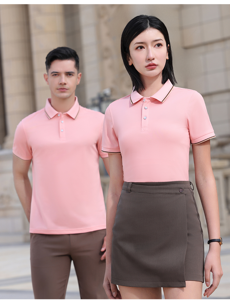 180g Lingchuang series combed cotton interlaced short-sleeved lapel POLO shirt YZ02-923