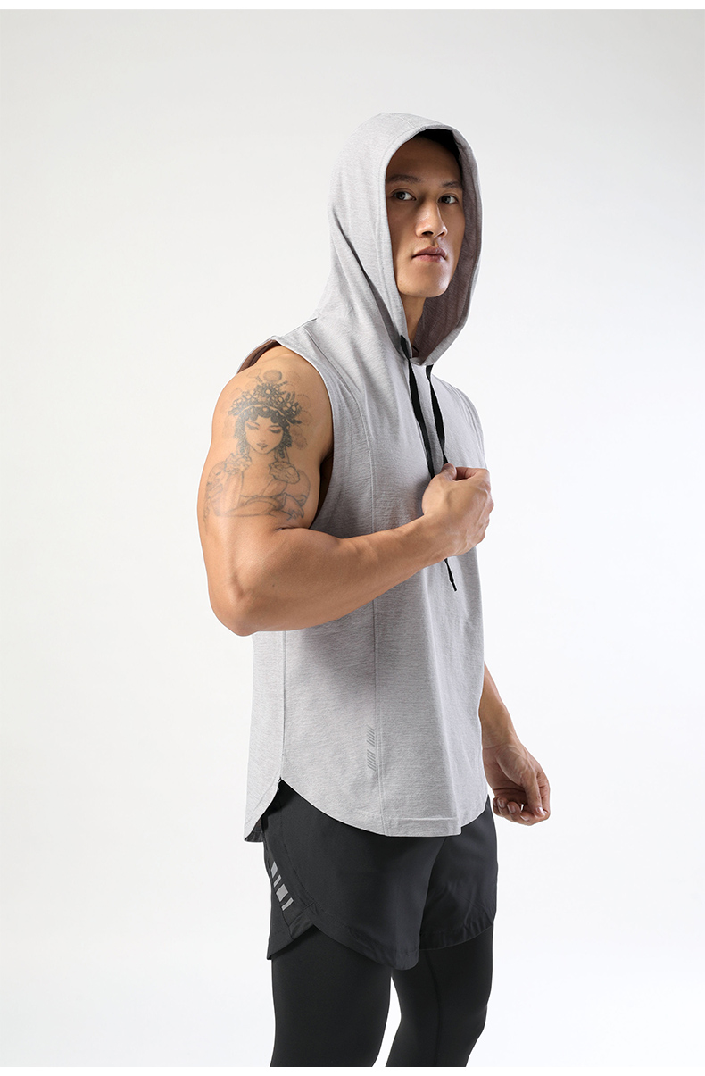 Quick-drying casual sports hooded sleeveless T-shirt GR9-M-19