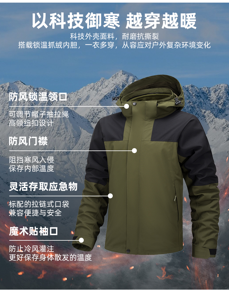 Outdoor men and women three-in-one detachable anti-shock jacket T03-HT24998