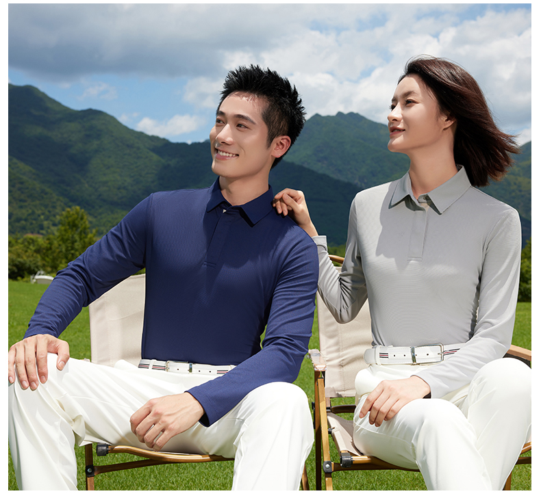 Jacquard refreshing silk golf hidden placket jacquard two-level collar long-sleeved POLO shirt GJ11-8828