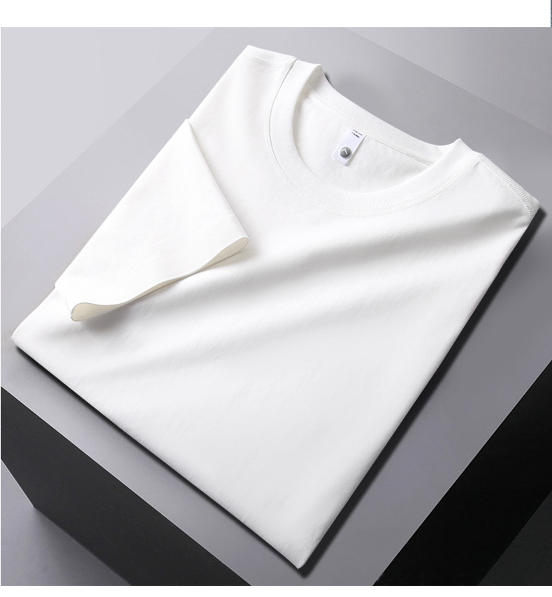 High-grade elastic short-sleeved T-shirt men loose round neck ice silk cotton T-shirt BC10-traceless Roman cotton 220g