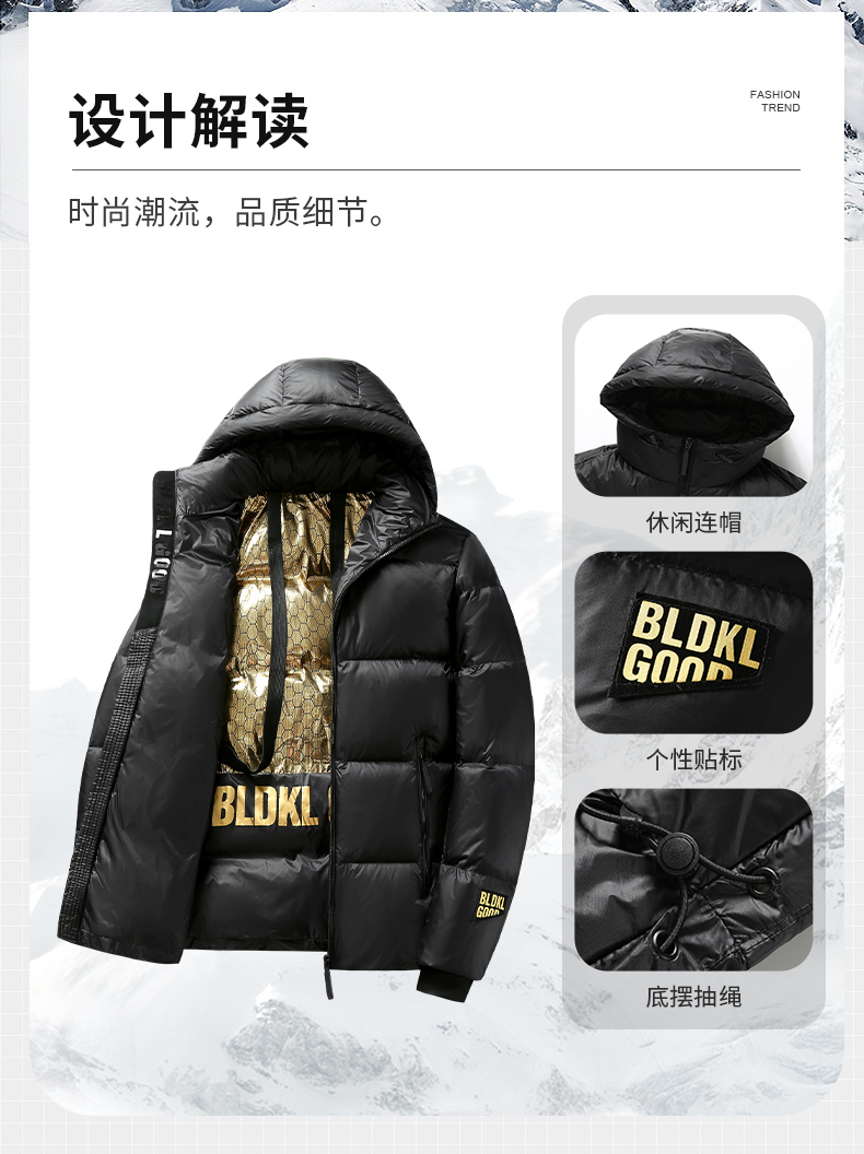 New l hooded warm down jacket KN2-YR681