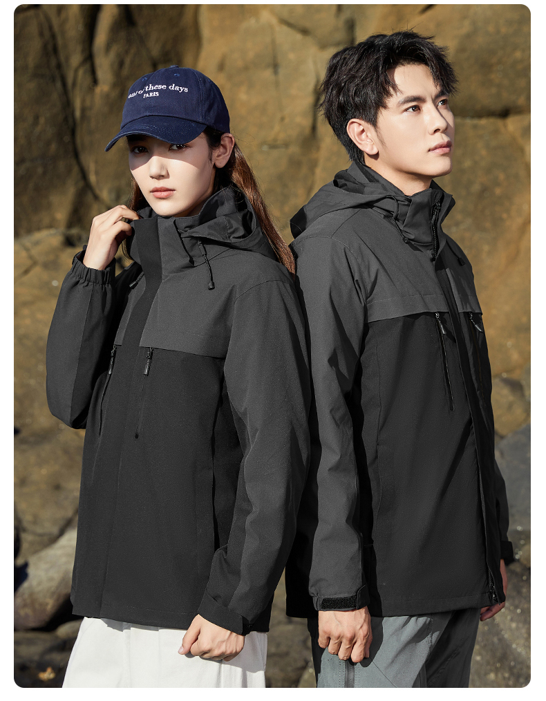 Contrast color matching fleece liner three-in-one jacket for men and women KP1-79817