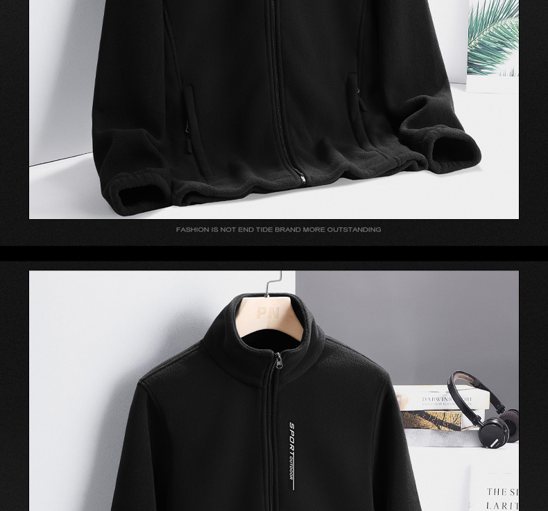 Embroidered fleece warm fleece jacket for men KN1-9166