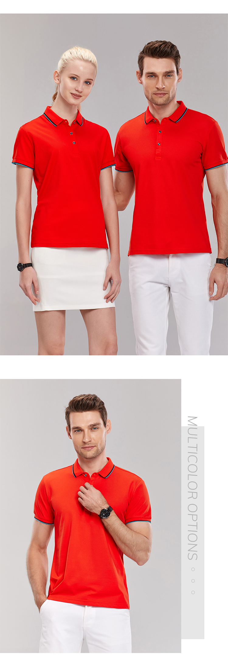 180g fine beaded two-level collar short-sleeved lapel POLO shirt for women GB13-9019