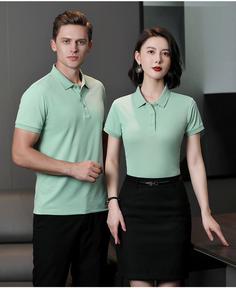 195g 40 count silk cotton solid color lapel short sleeve POLO shirt universal GJ15-6602