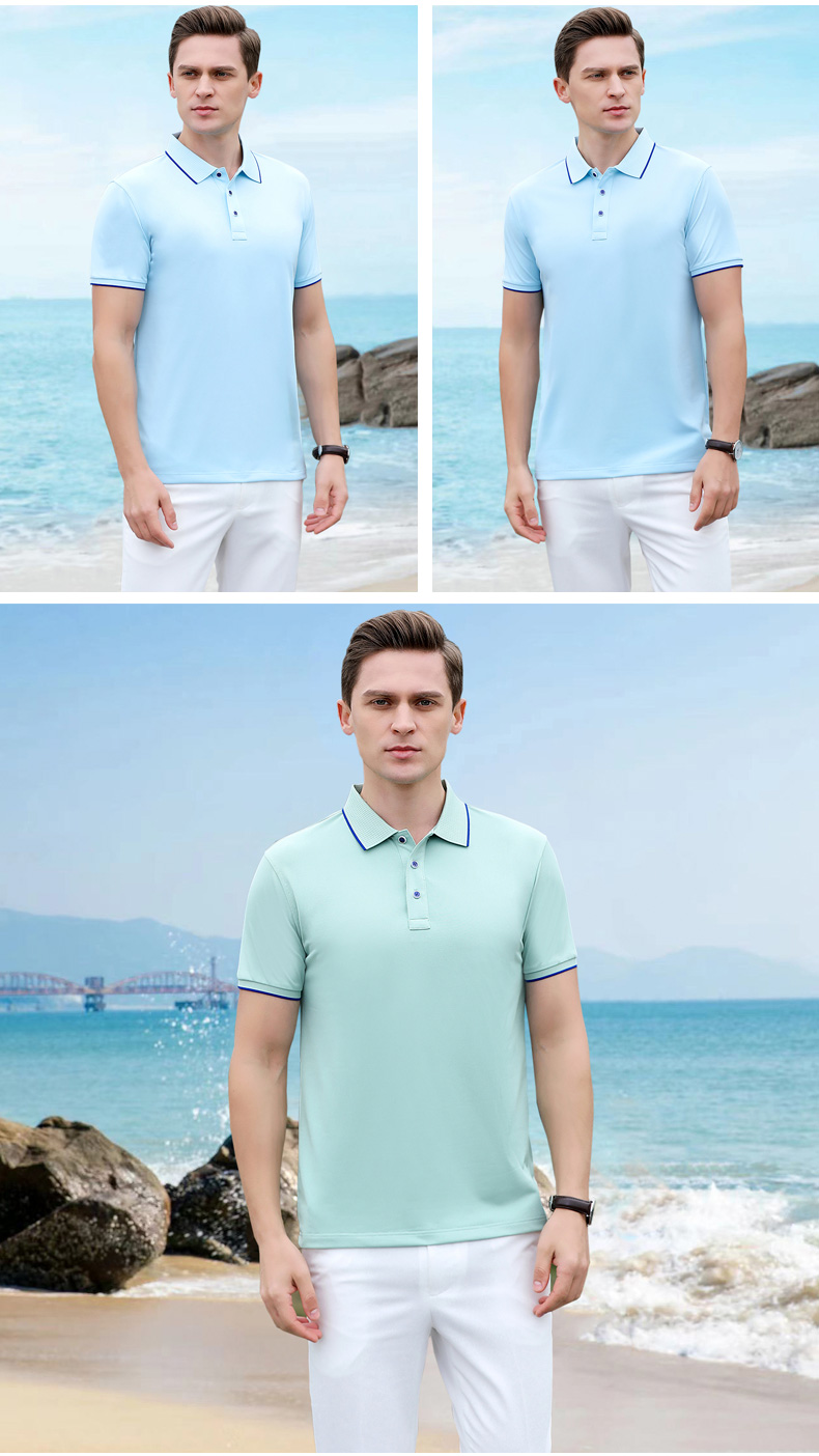 Quick-drying silk color collar lapel short-sleeved POLO shirt universal style GJ22-163