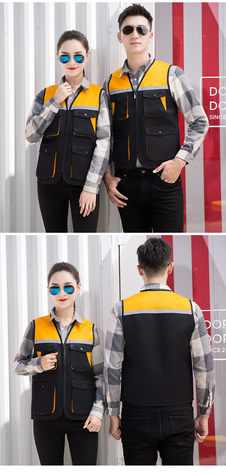 Color matching reflective 3D multi-pocket vest E01-S9002