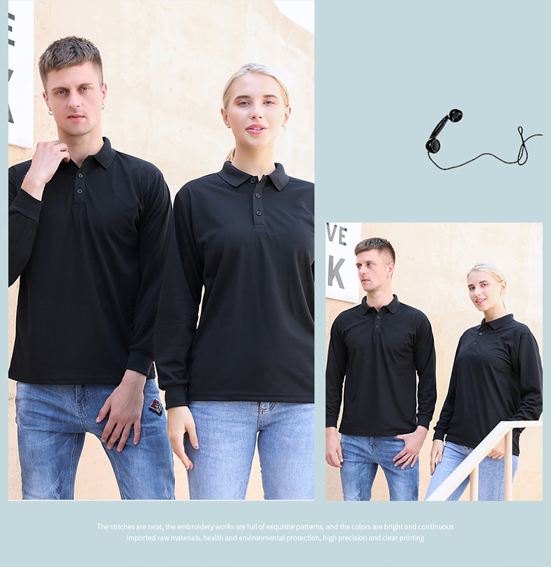 200g eco-friendly cotton lapel long-sleeved POLO shirt H09-20099