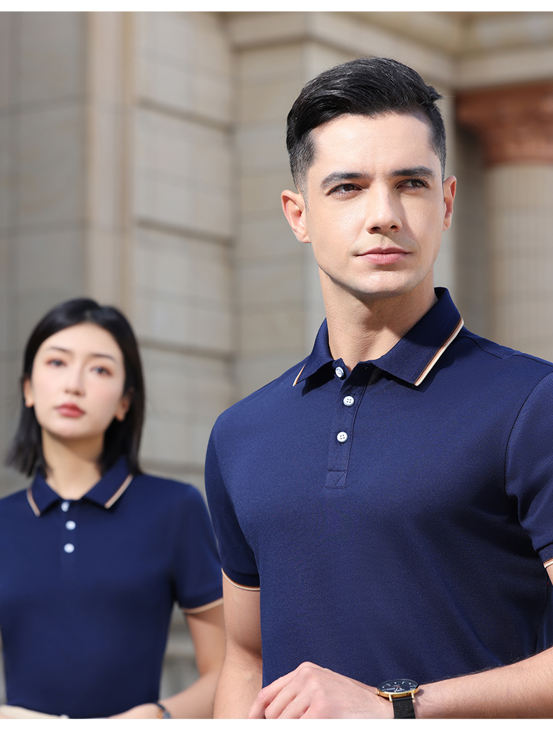 180g Lingchuang series combed cotton interlaced short-sleeved lapel POLO shirt YZ02-923