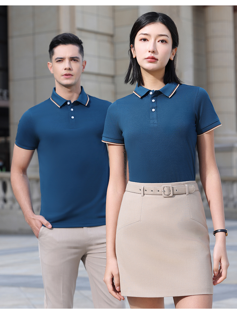 180g Lingchuang series combed cotton interlaced short-sleeved lapel POLO shirt YZ02-923