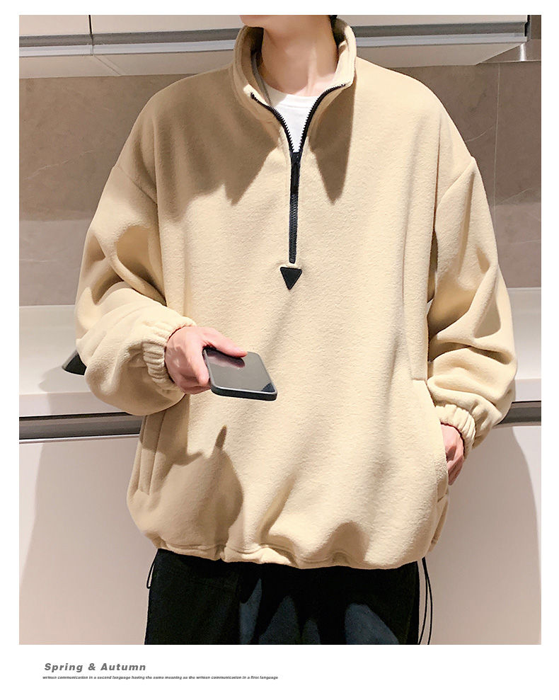 Autumn and winter solid color stand collar zipper sweatshirt KW-2317