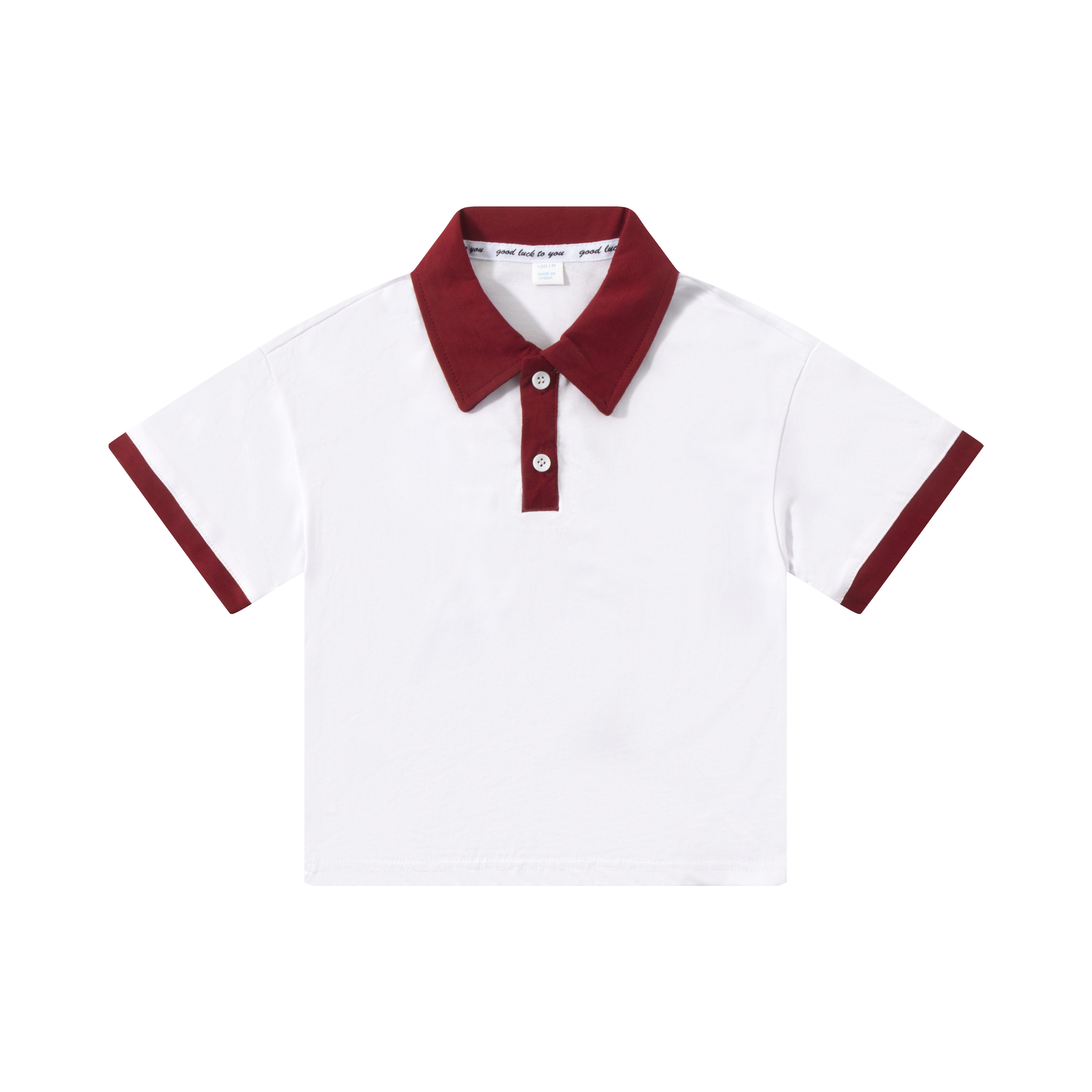 190gins style color matching drop shoulder short sleeve lapel polo shirt children GT4-F05-1