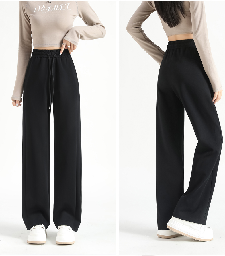 High waist drape design slim straight casual pants G32-2403