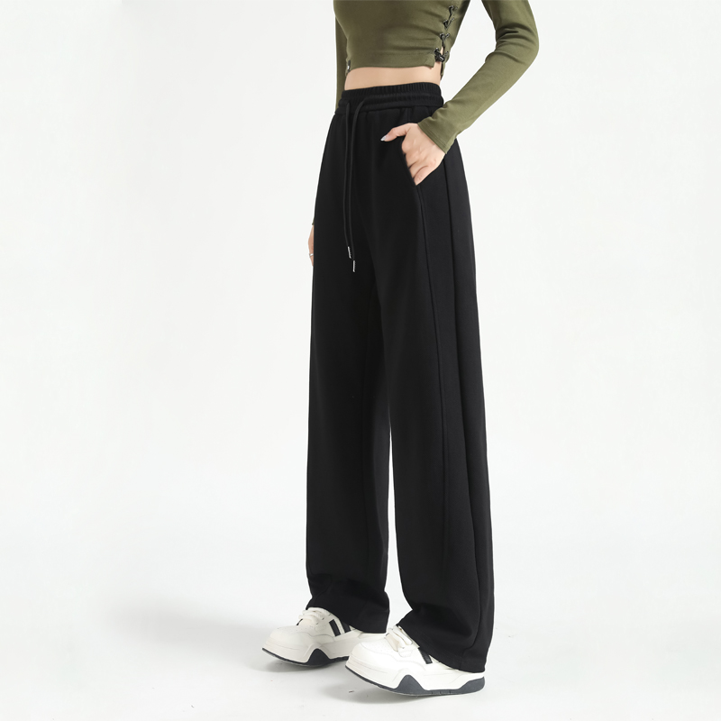 Drawstring solid color loose slim high waist drape casual sports pants G32-2525