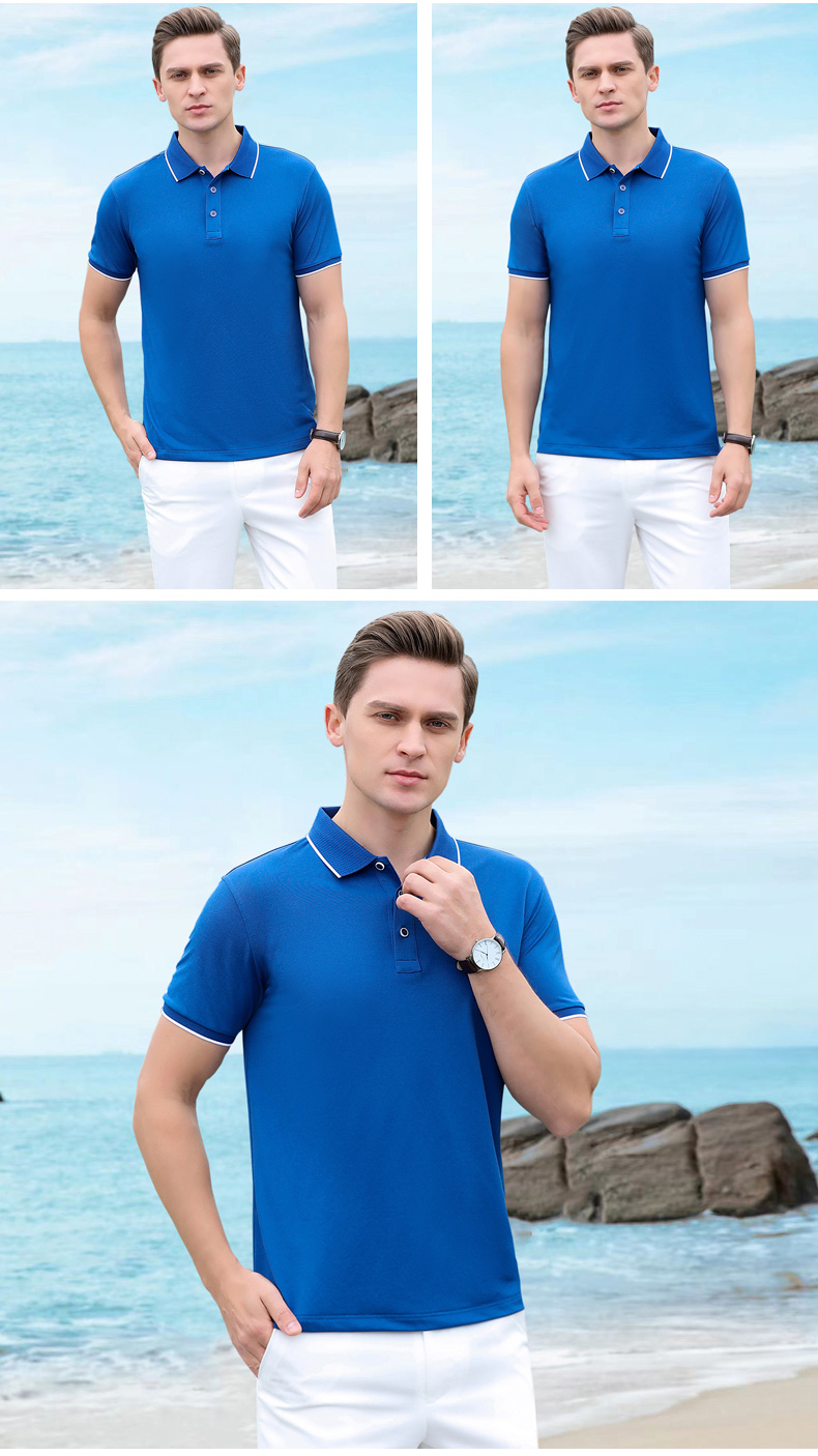 Quick-drying silk color collar lapel short-sleeved POLO shirt universal style GJ22-163