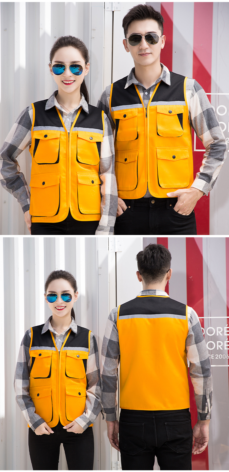 Color matching reflective 3D multi-pocket vest E01-S9002