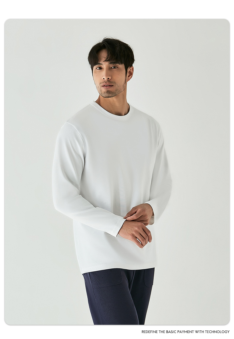 Autumn and winter Xinjiang long-staple cotton round neck long-sleeved T-shirt men G09-2203