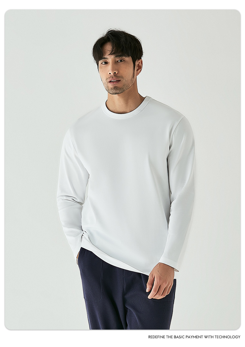 Autumn and winter Xinjiang long-staple cotton round neck long-sleeved T-shirt men G09-2203