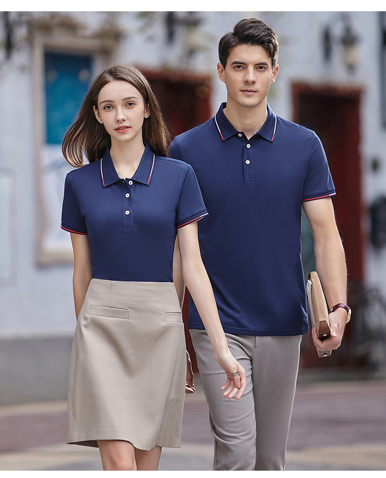 195g hexagonal mercerized antibacterial beads lapel short-sleeved polo shirt 72-2381 men