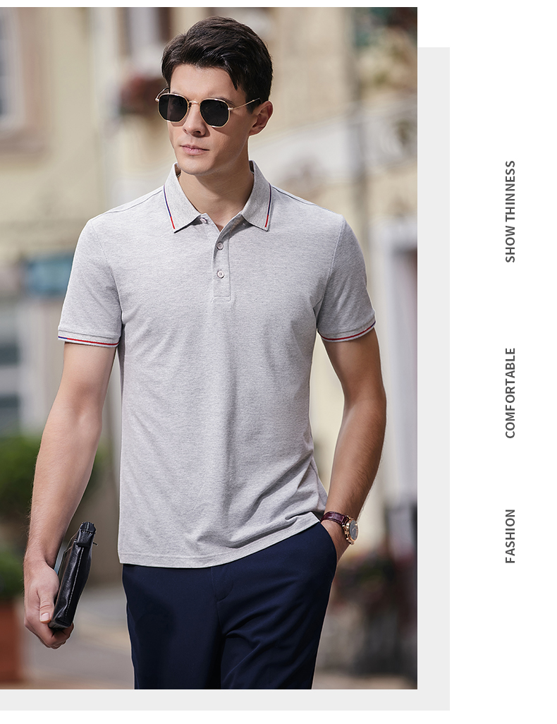 195g hexagonal mercerized antibacterial beads lapel short-sleeved polo shirt 72-2381 men