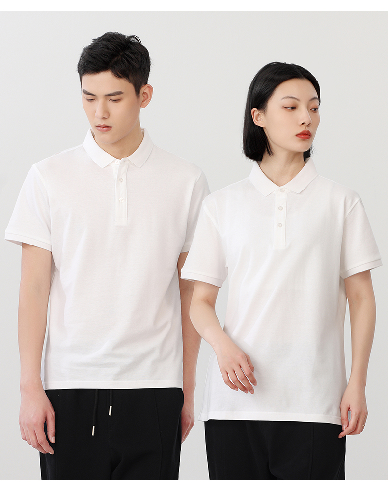 220g21 yarn combed long-staple cotton solid color lapel short-sleeved POLO shirt S02-23008