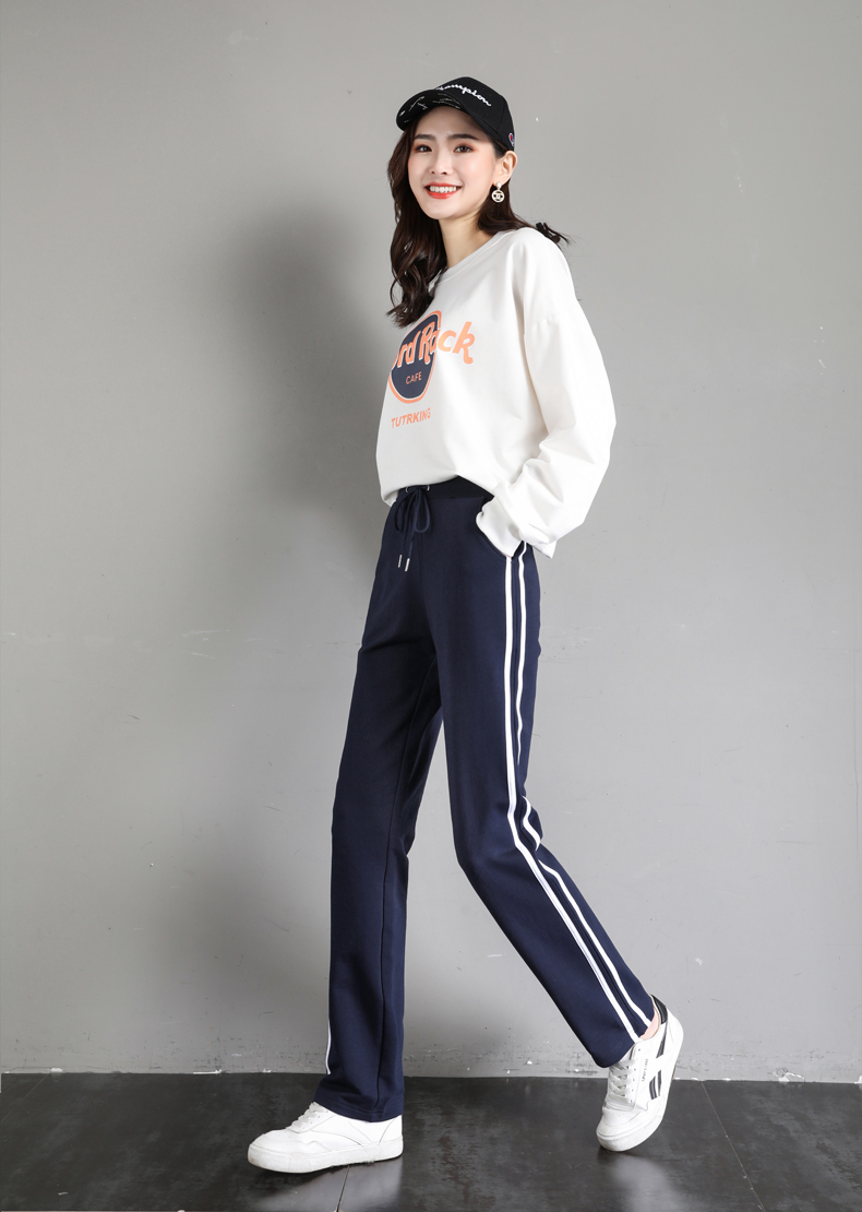 Autumn and winter elastic casual drawstring straight pants for women G32-CR22