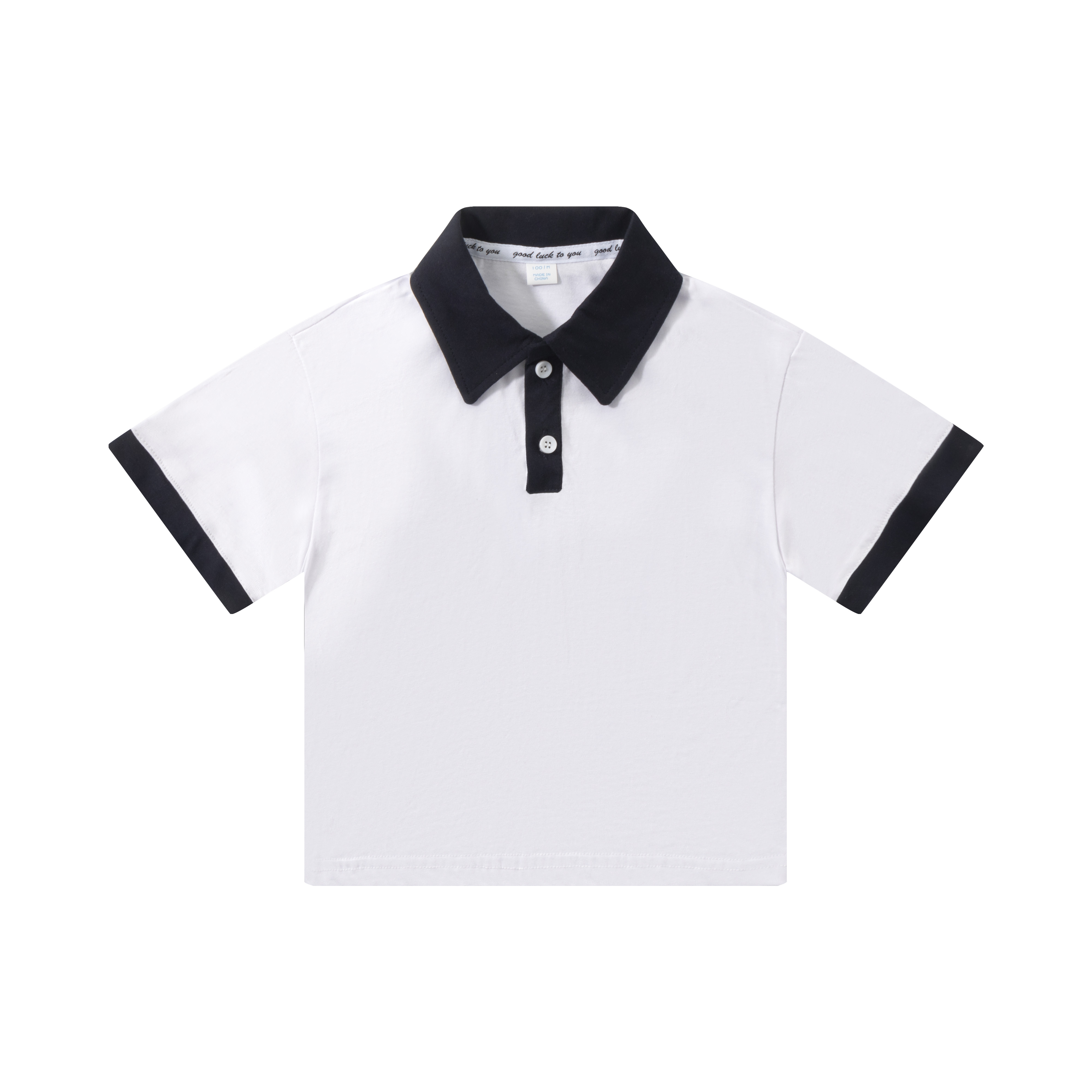 190gins style color matching drop shoulder short sleeve lapel polo shirt children GT4-F05-1