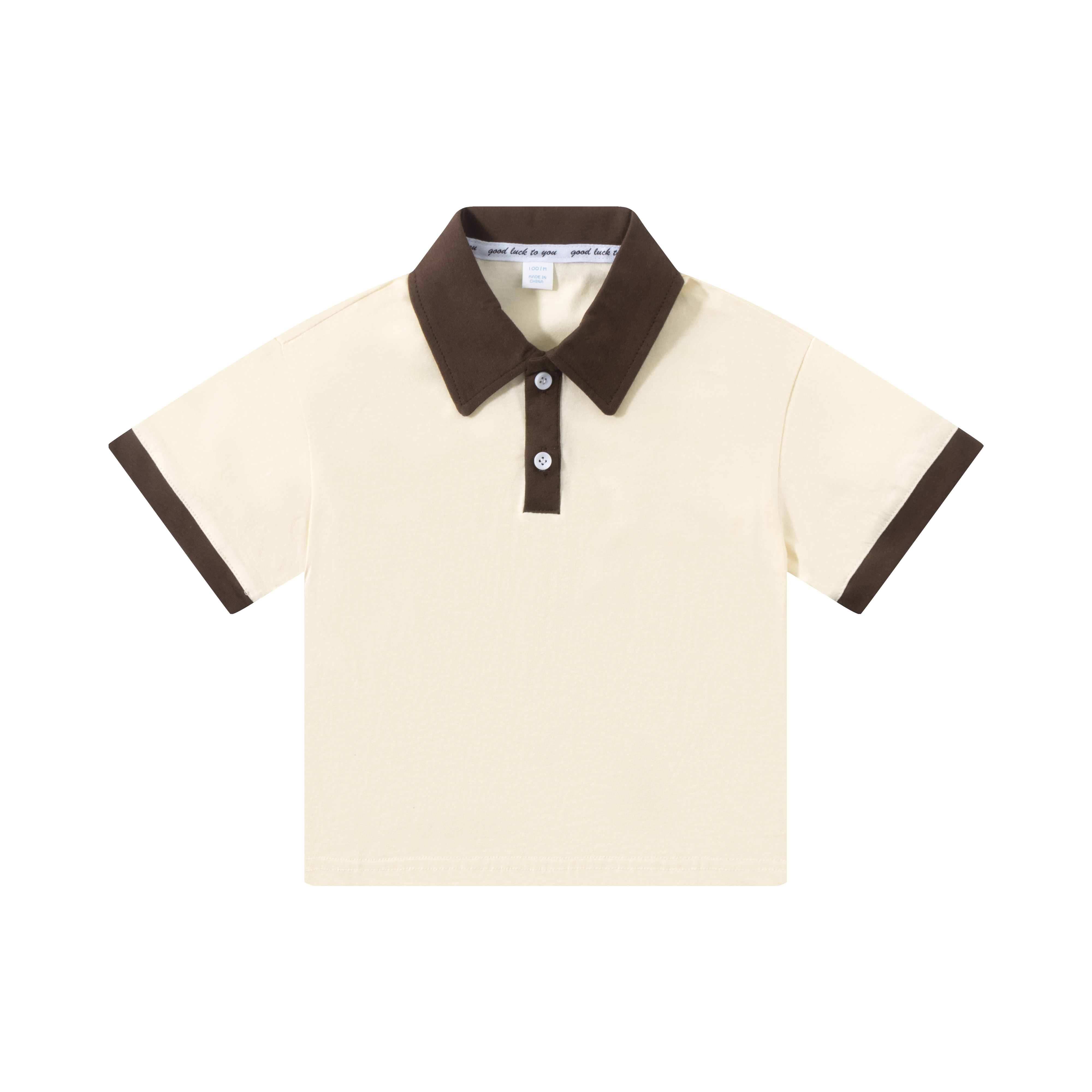 190gins style color matching drop shoulder short sleeve lapel polo shirt children GT4-F05-1