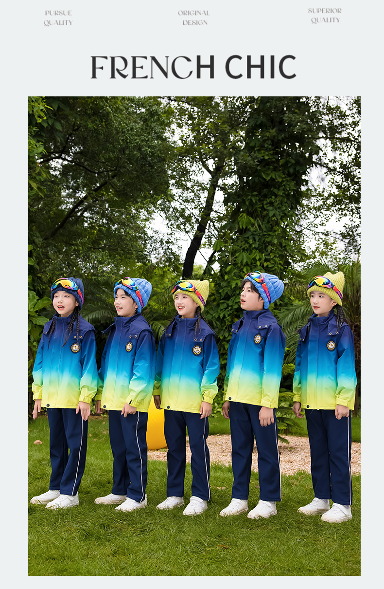 Primary school students jacket uniform suit 455-9398 polar fleece three-piece suit