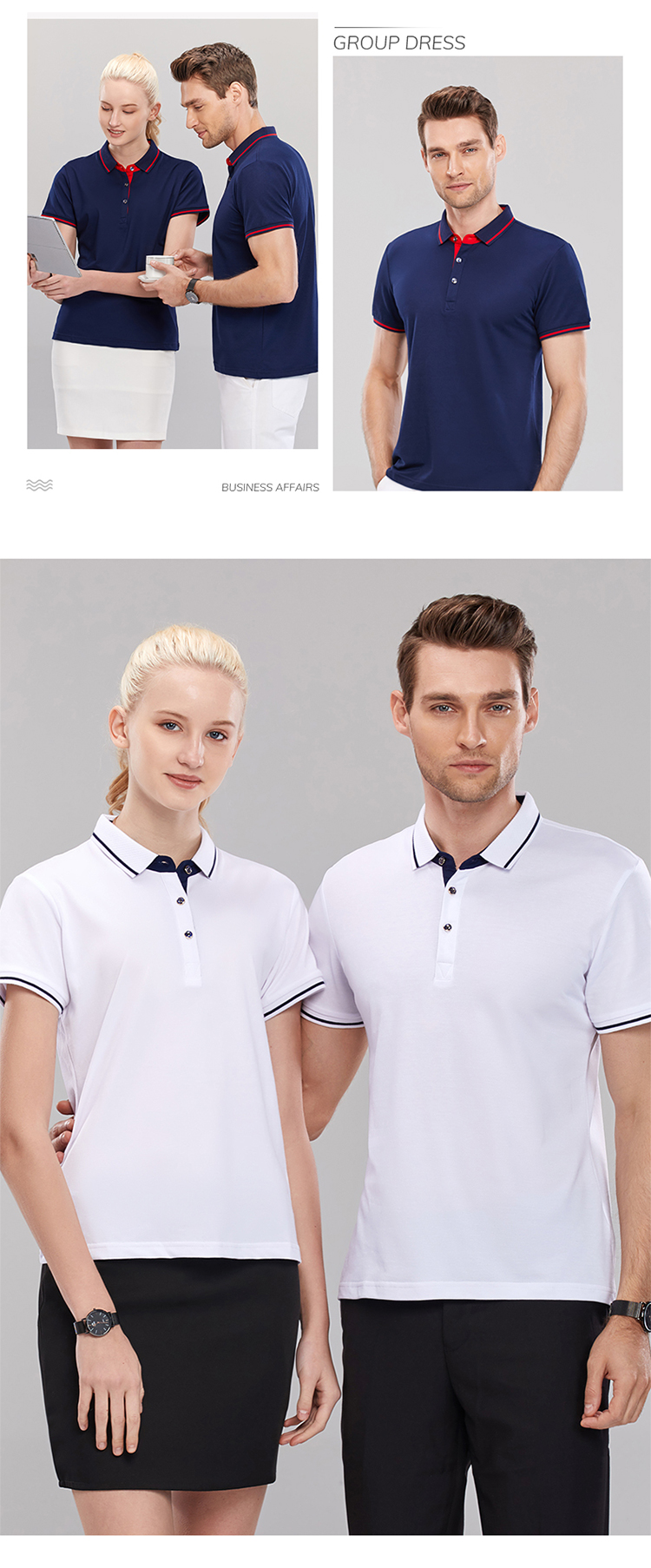 180g fine beaded second-level jacquard collar short-sleeved lapel POLO shirt for women GB13-9018