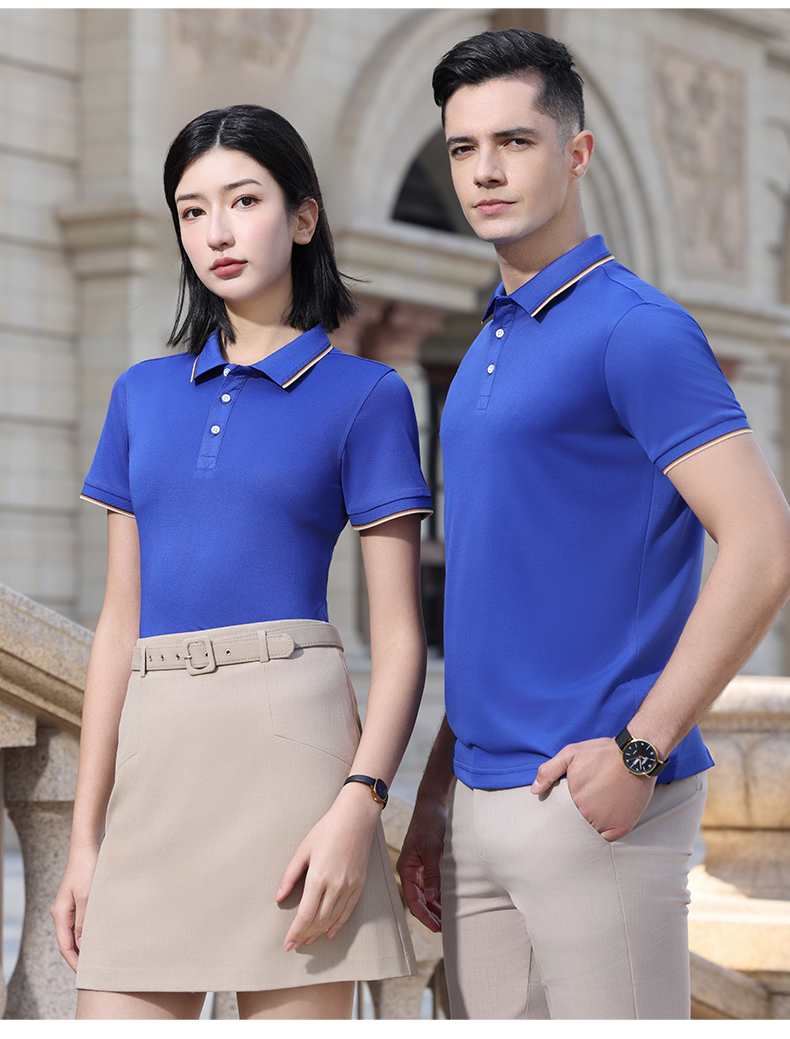 180g Lingchuang series combed cotton interlaced short-sleeved lapel POLO shirt YZ02-923