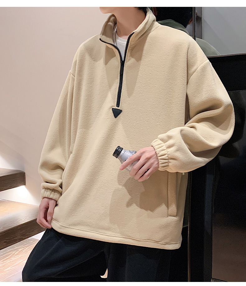 Autumn and winter solid color stand collar zipper sweatshirt KW-2317