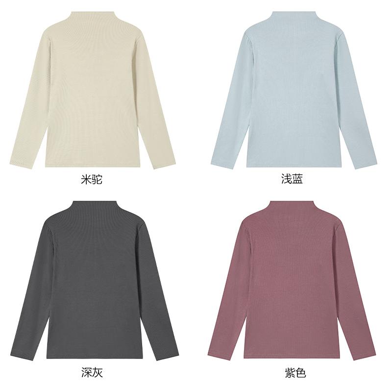 220g ribbed cotton women high collar long sleeve bottoming shirt T-shirt G21-S003