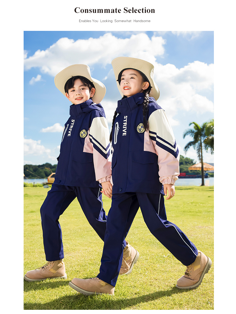 Campus style primary and secondary school students jacket three-in-one children style 215-9138 three-piece set (with label)