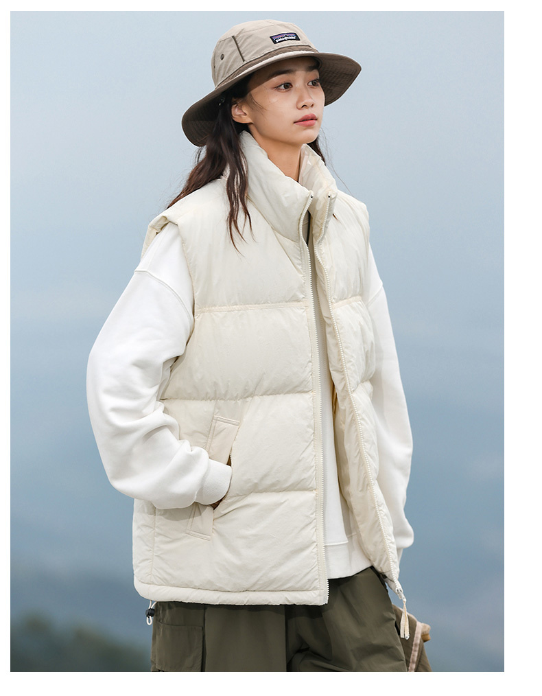 Nylon water-repellent stand-up collar couple down cotton vest KA2-838