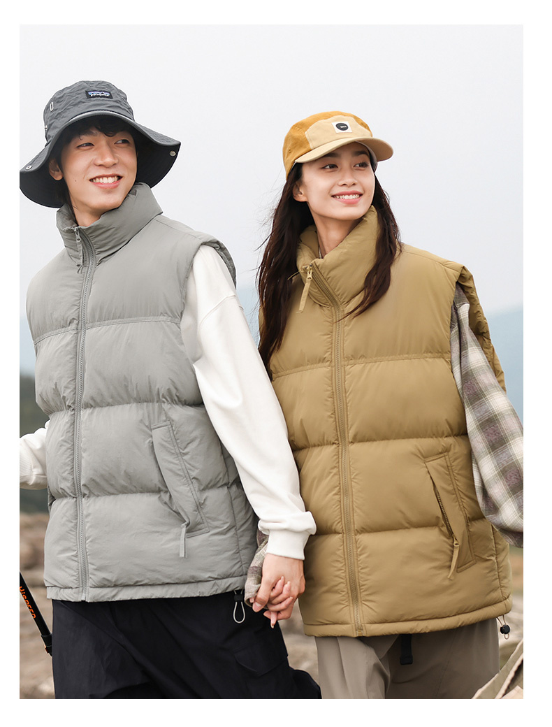 Nylon water-repellent stand-up collar couple down cotton vest KA2-838