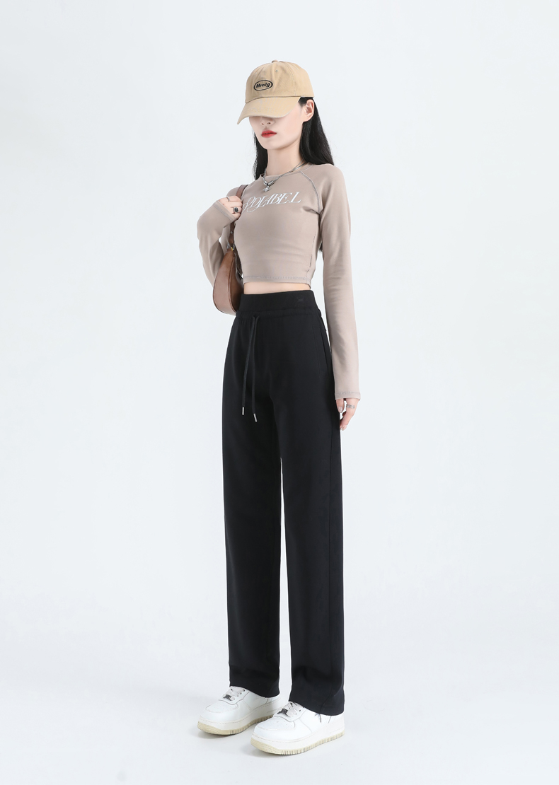 High waist high-grade drape straight pants G32-3019