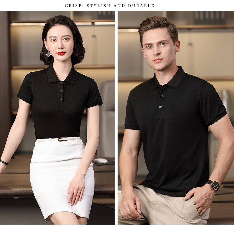 195g 40 count silk cotton solid color lapel short sleeve POLO shirt universal GJ15-6602