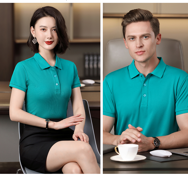 195g 40 count silk cotton solid color lapel short sleeve POLO shirt universal GJ15-6602