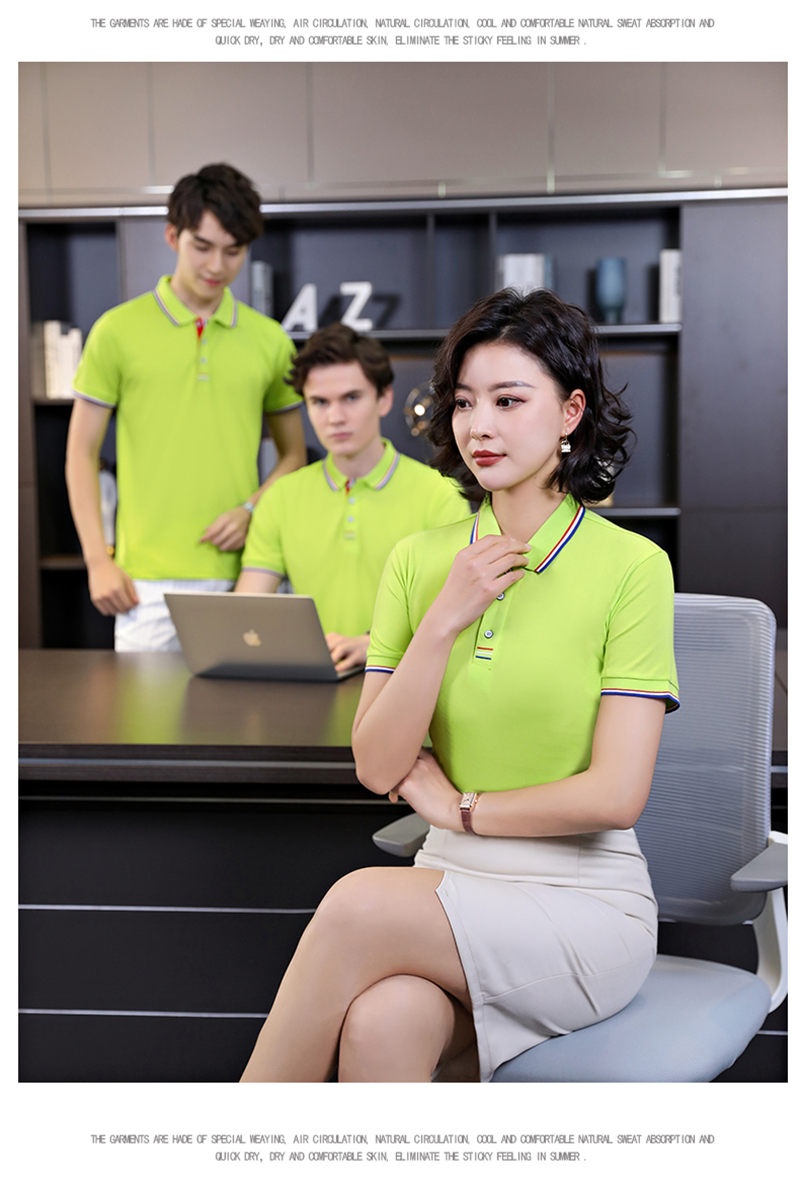 200g silk cotton embroidery 3-side lapel short-sleeved POLO shirt universal style H04-9908