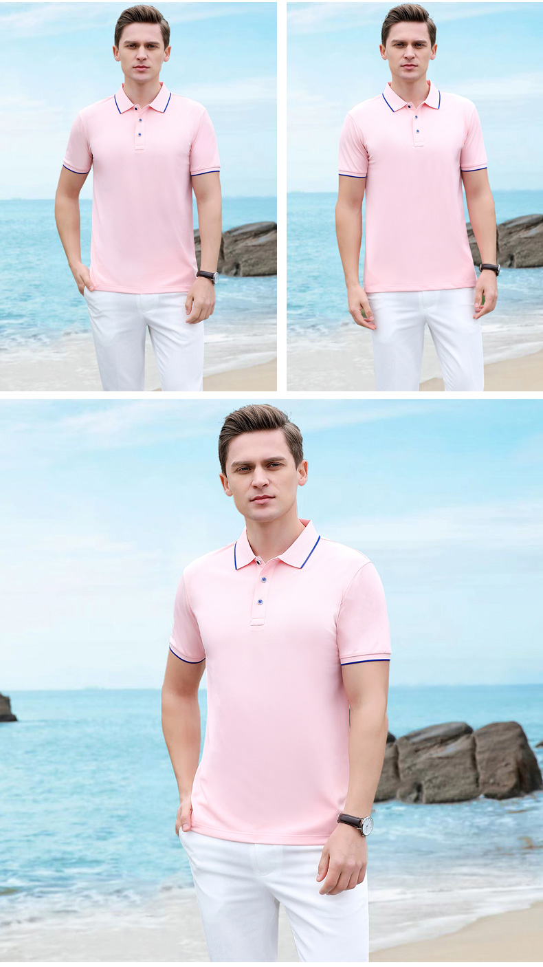 Quick-drying silk color collar lapel short-sleeved POLO shirt universal style GJ22-163