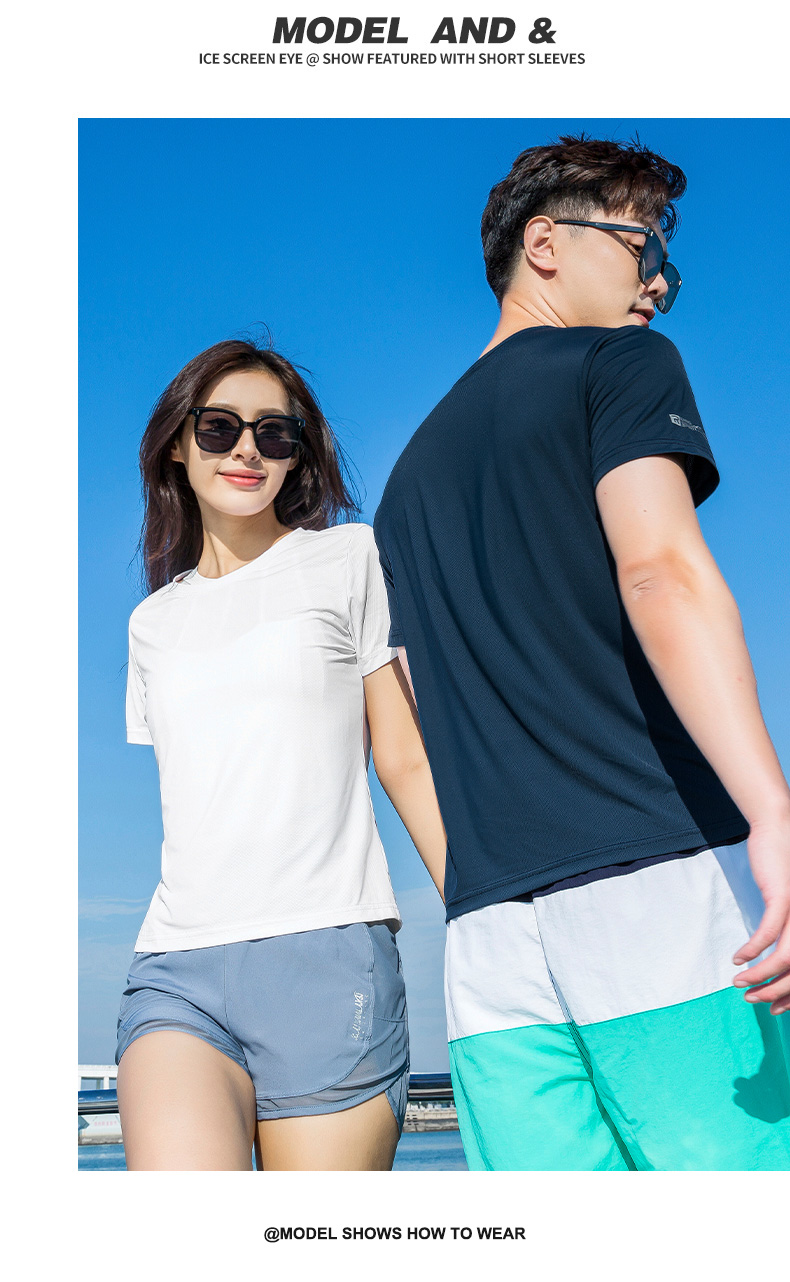 Quick-drying ice silk mesh couple round neck short-sleeved T-shirt female KO-2311 female