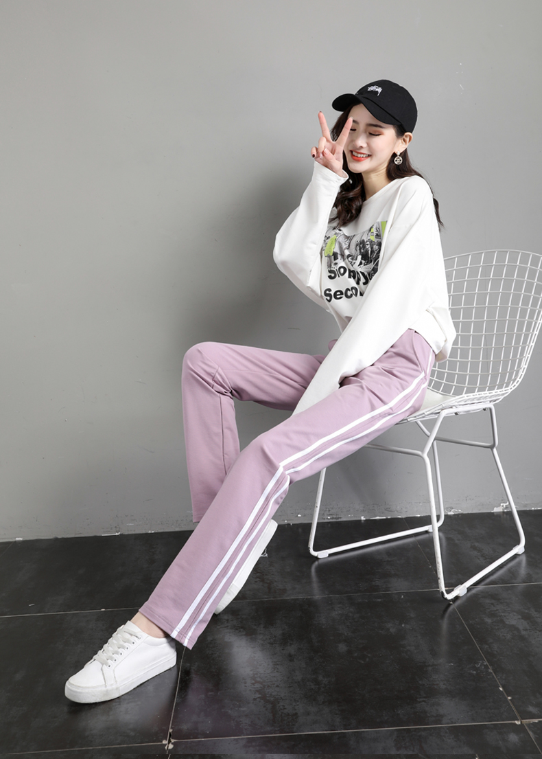 Autumn and winter elastic casual drawstring straight pants for women G32-CR22