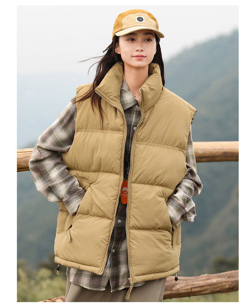 Nylon water-repellent stand-up collar couple down cotton vest KA2-838