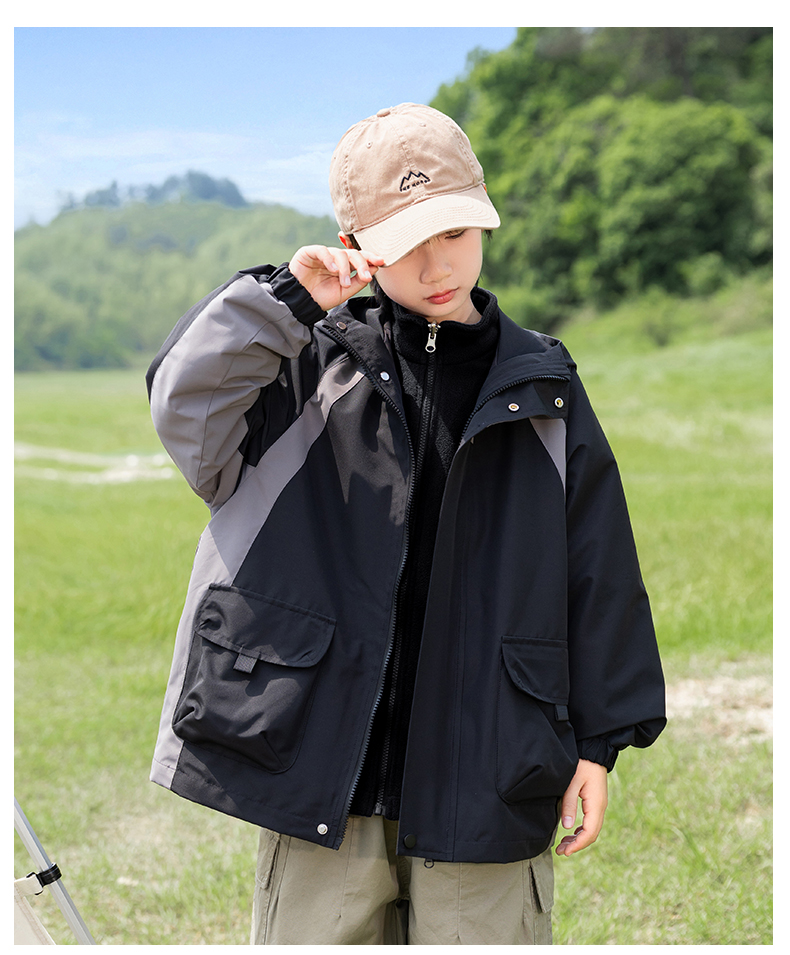 Colorblock fleece 3-in-1 jacket for kids 220-BQ1500