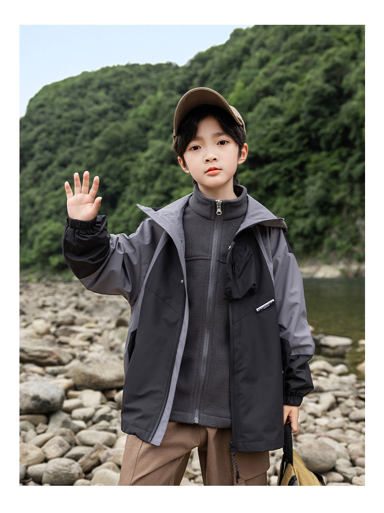 Outdoor polar fleece three-in-one jacket for children 220-BQ1543