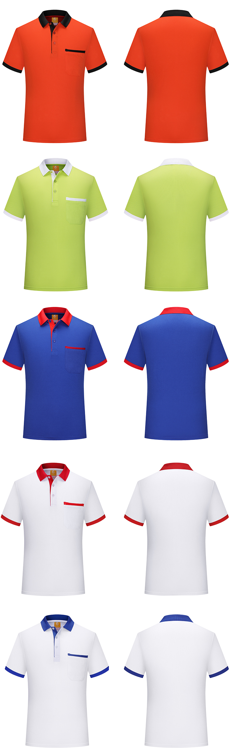 240g rayon pique pocket style color matching collar short sleeve POLO shirt unisex GT3-644