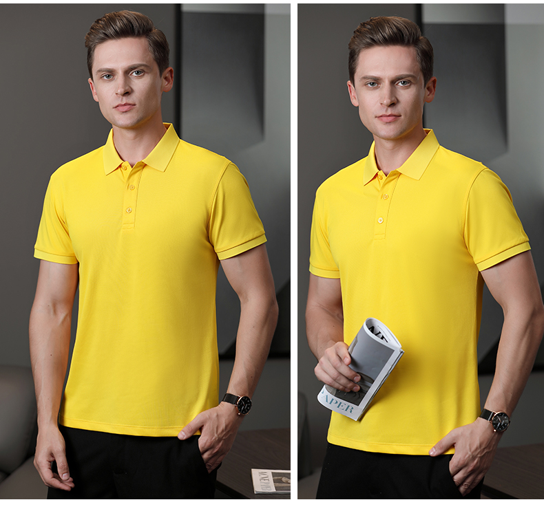 195g 40 count silk cotton solid color lapel short sleeve POLO shirt universal GJ15-6602